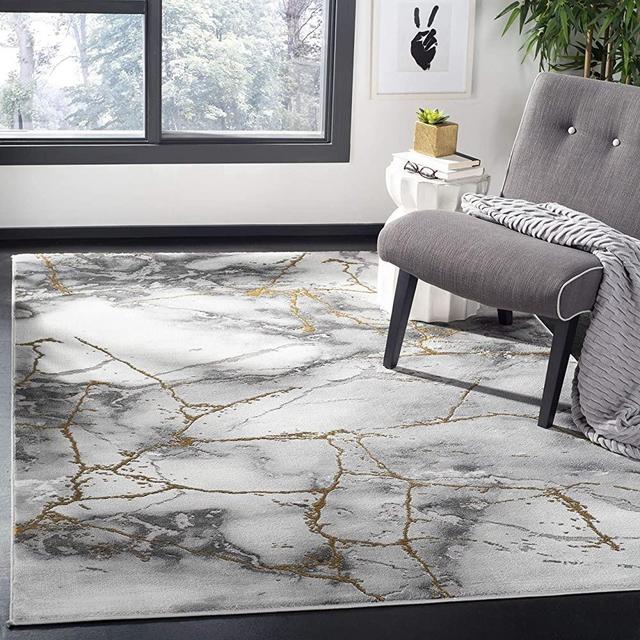 Safavieh Craft Collection CFT877F Area Rug, 9' x 12', Grey/Gold