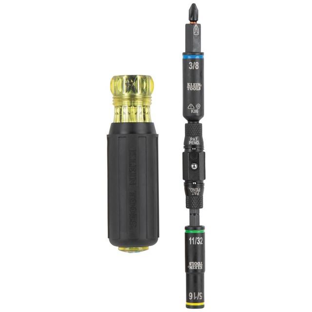 Klein Tools 32528HD KNECT 10-in-1 Impact-Rated Driver, Multi-Bit Screwdriver/Nut Driver with Deep-Well Flip Socket Sizes for Plumbing and HVAC