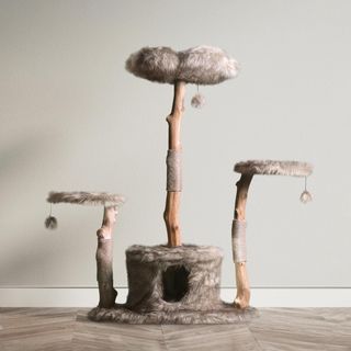 Leone Modern Wooden Cat Tree with Condo