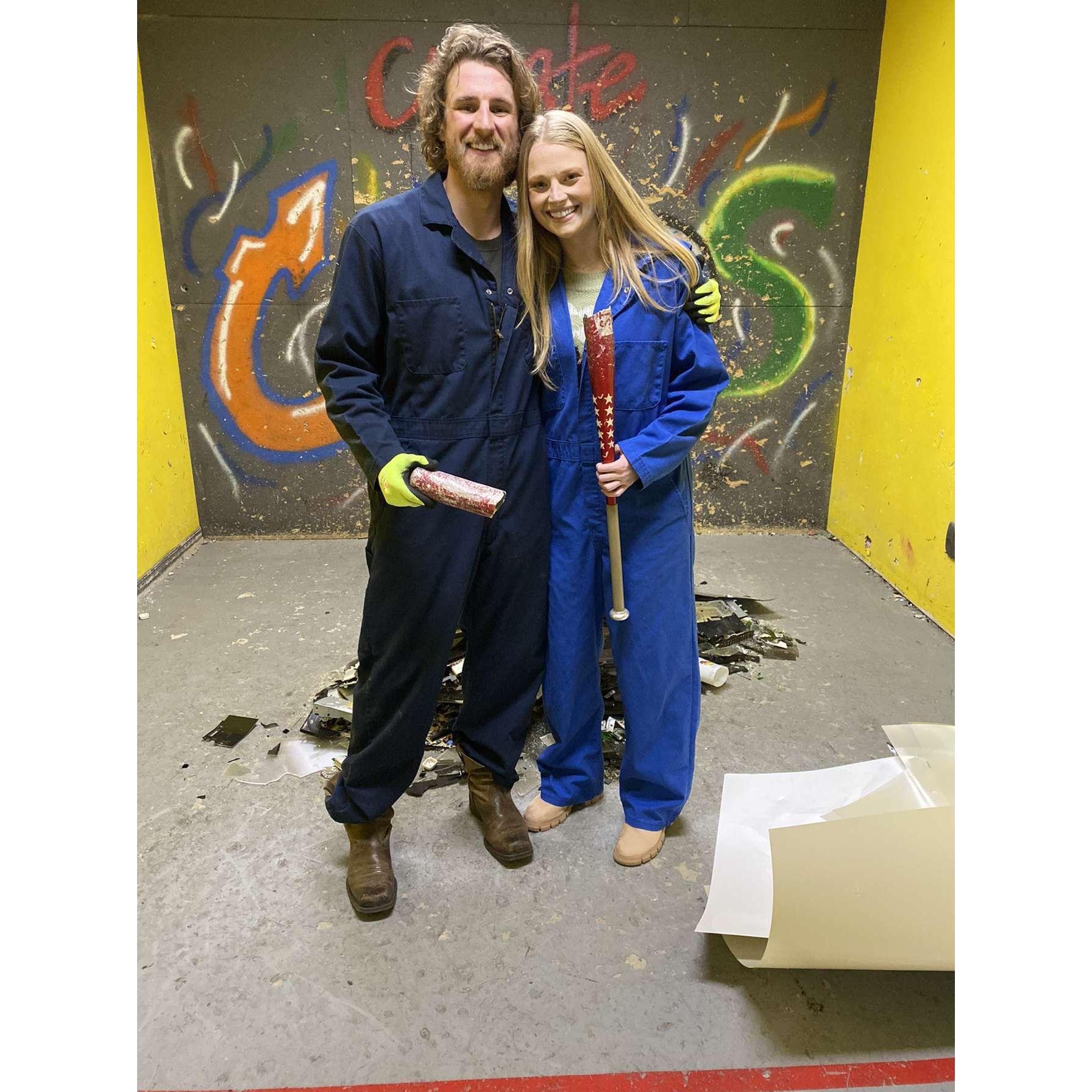 Rage Room for our one year anniversary.