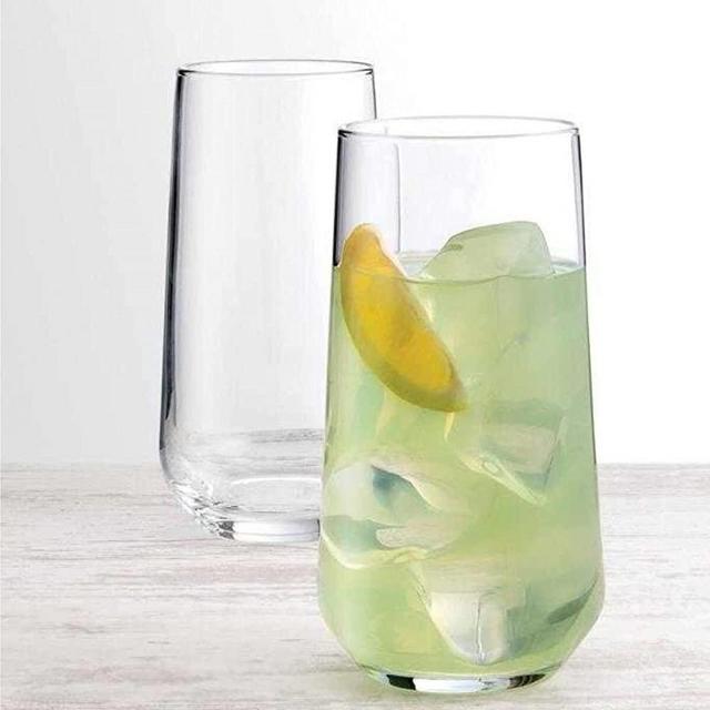 Drinking Glasses | Set of 6 | 15.9 oz | Highball Glasses | Premium Glass Cups | Tall Water Juice Glasses | Tumbler Glass | for Home, Restaurants and Parties | Dishwasher Safe