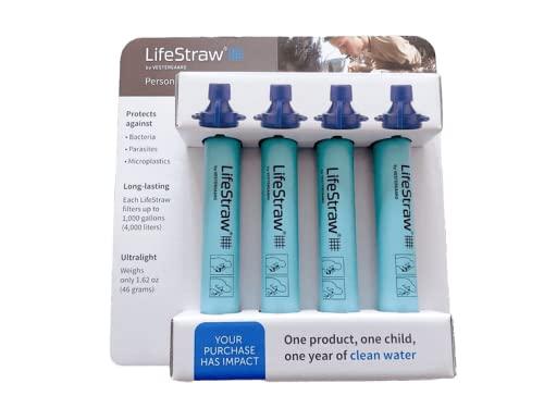 LifeStraw Personal Water Filter for Hiking, Camping, Travel, and Emergency Preparedness (Pack of 4)
