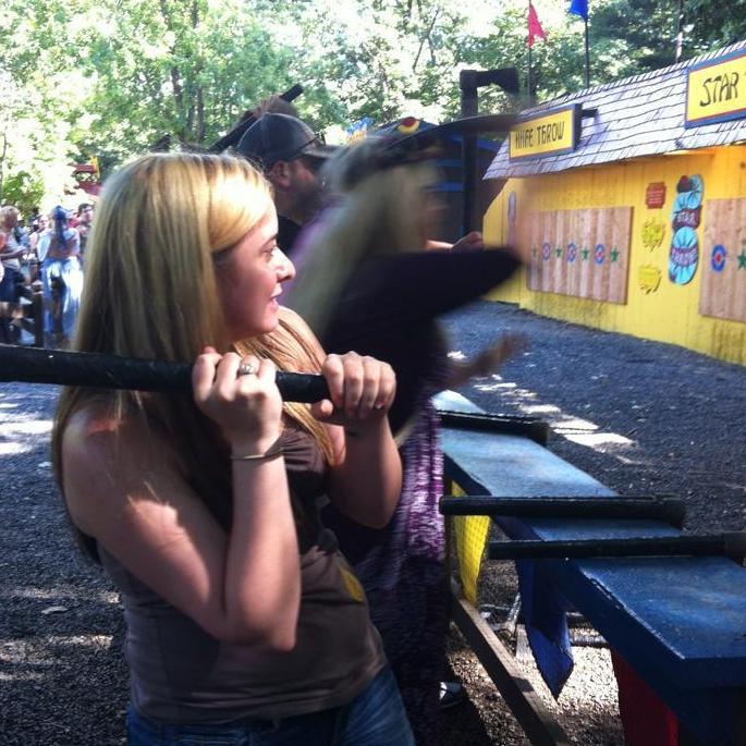 Our first date at the Renaissance Fair in NY. Gina is not great at throwing axes.