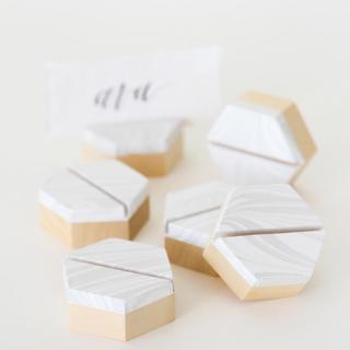 Marbleized Wooden Placecard Holders, Set of 6