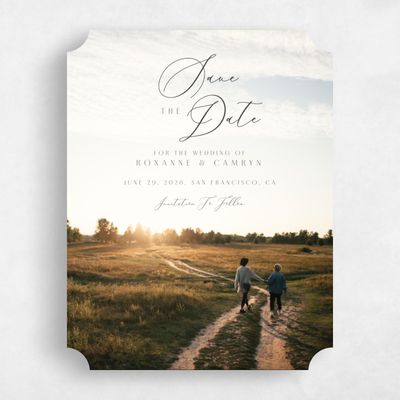 Grey Ticket Wedding Save the Date - Paloma Photo
