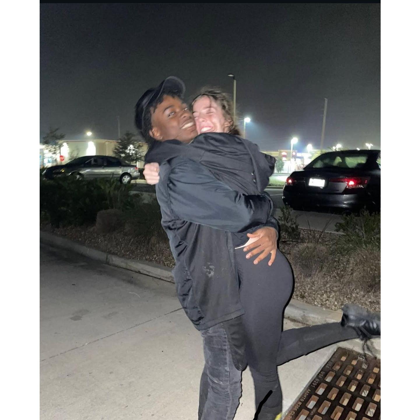 Ringing in our first new year together while both on shift at Taco Bell