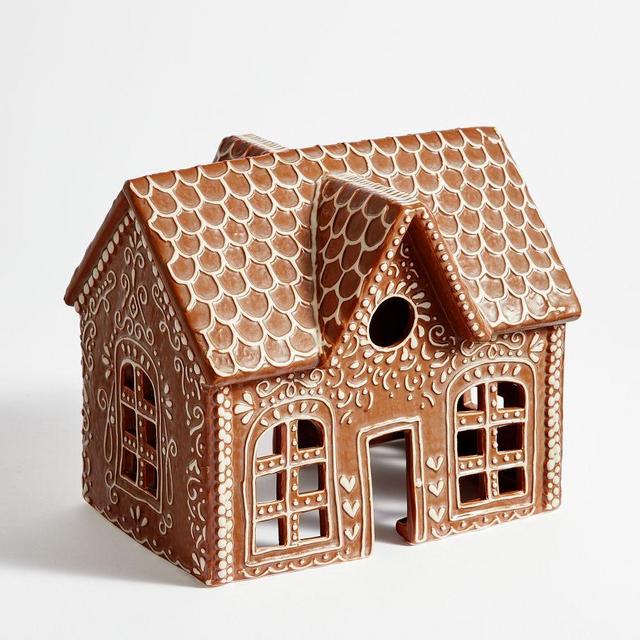 Gingerbread Village House, Wide, Brown