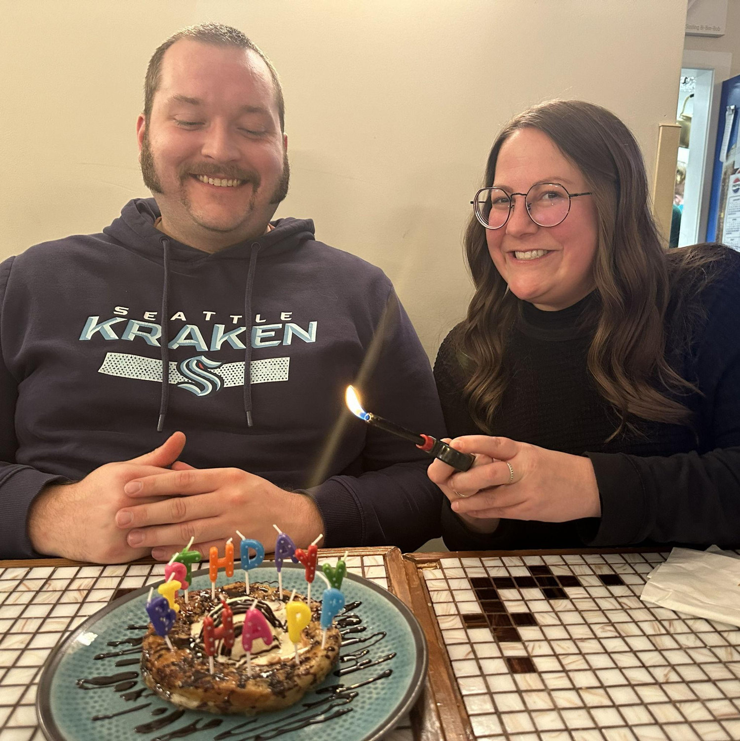 Perhaps our first sign of commitment. Celebrating Jake's Birthday together after less than a month of knowing each other.