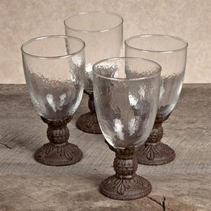 GG COLLECTION Provencial Set of 4 16oz Glass Water Goblets With Metal Base