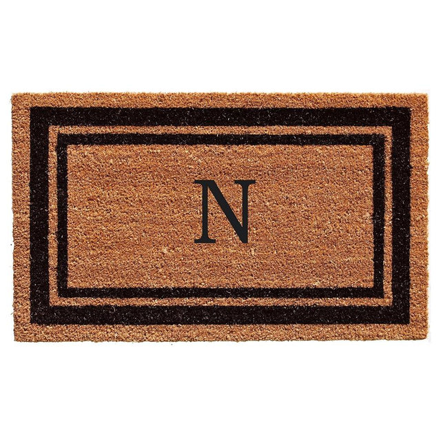 Calloway Mills 152962436N Black Border 24" x 36" Monogram Doormat, (Letter N)