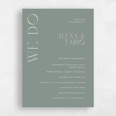 Deep Sage, Green Wedding Program - Gothenburg