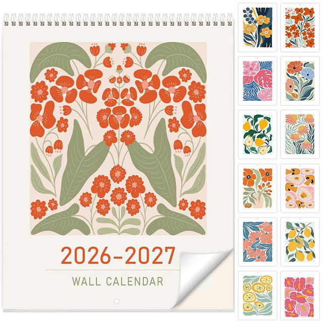 Guasslee Wall Calendar 2026-2027, Vertical Calendar Wall 2026, 13-Month Aesthetic Calendar From 2026 Jun-2027 Jun, 28" X 11" Monthly Planner Wall With Thick Paper, Floral Design for Home Office