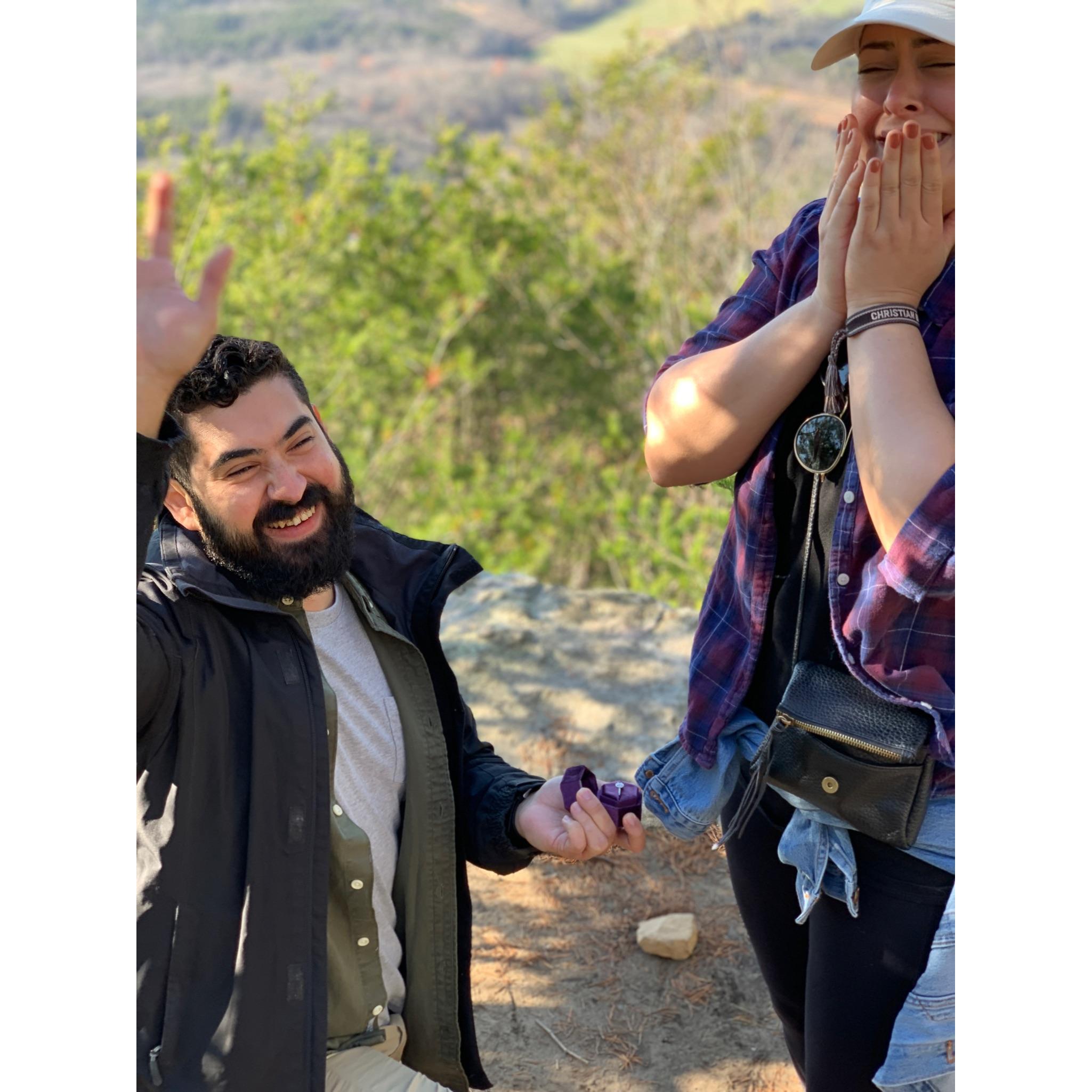 The moment of screeching joy after Alex popped the question and Silvana said yes! November 2020