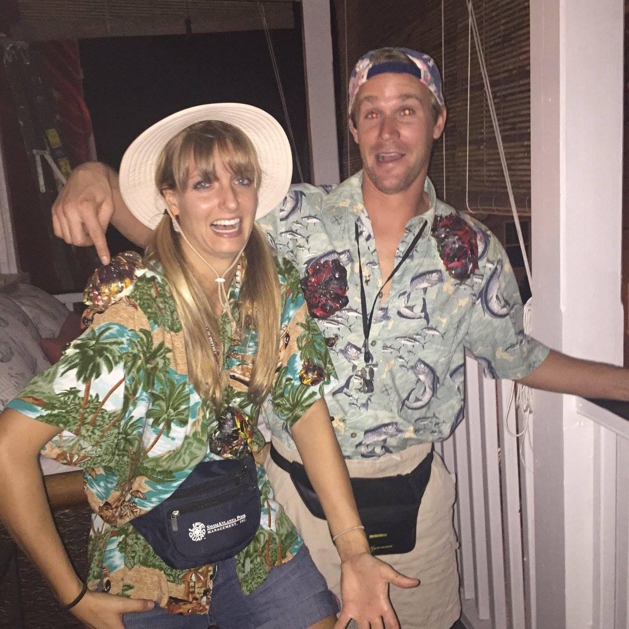 Halloween 2016! This year we dressed as "Volcanologists that got too close..."! Peter is pointing at a lump of lava on my shoulder! Ouch! Clearly, we keep things pretty hot!