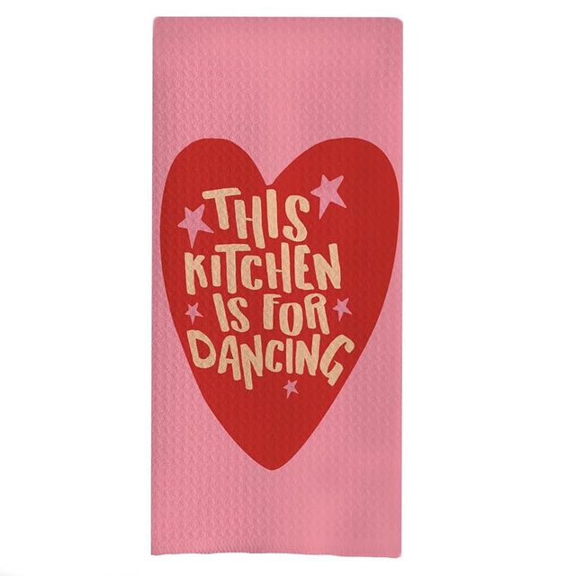 uinwk This Kitchen is for Dancing Funny Kitchen Towels, Pink Red Dish Towels for Kitchen, Funny Kitchen Decor, Aesthetic Kitchen Decor, Funny Tea Towels for Kitchen, 16x24 Inches, White