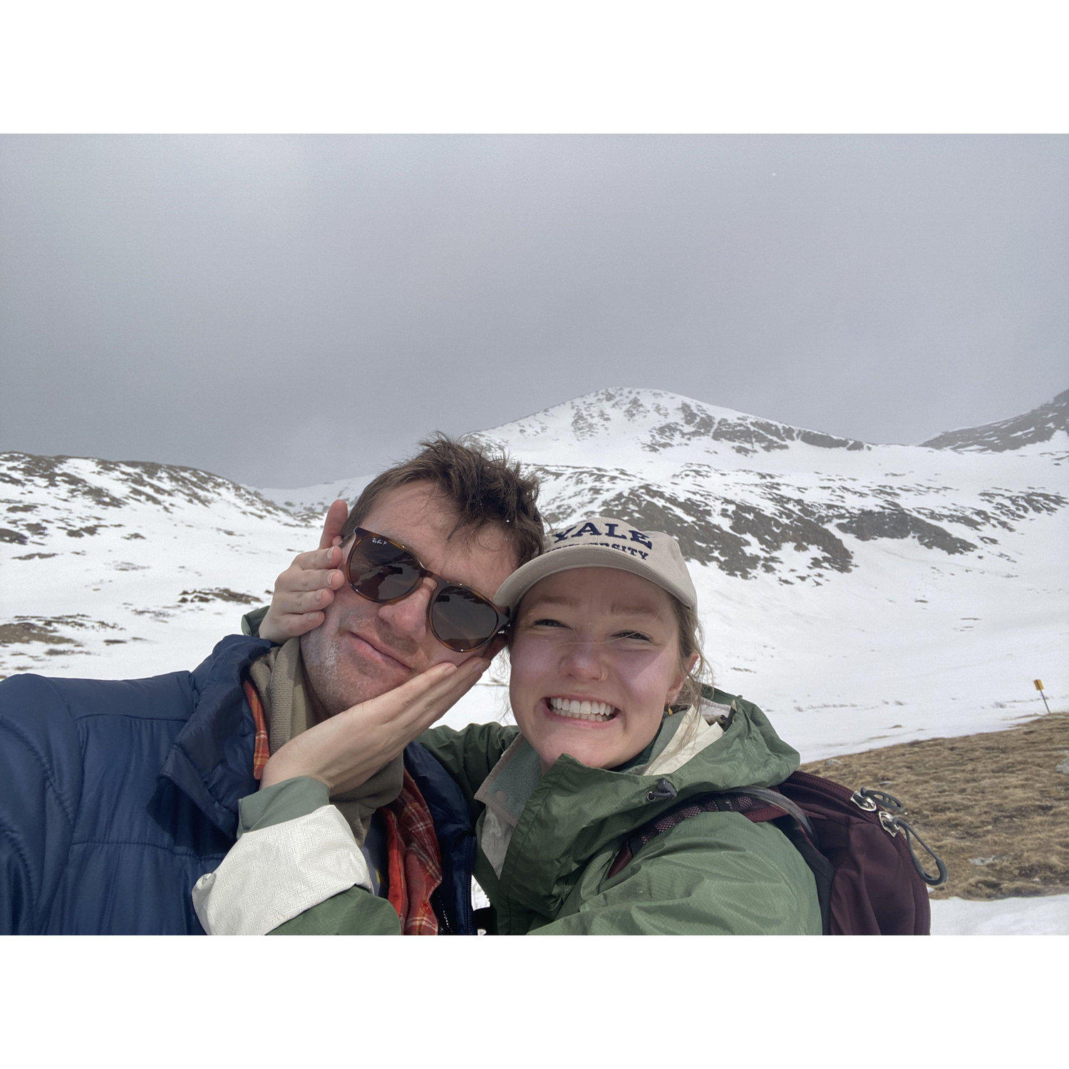 Our first 14er! Wildly underprepared for a winter summit.