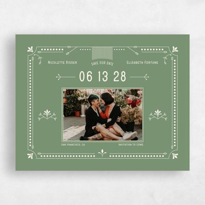 Green Wedding Save the Date - Augusta Portrait