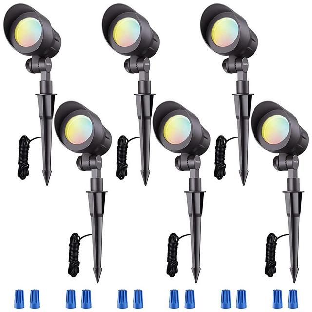 LEONLITE 3CCT Low Voltage LED Landscape Spotlight, 3000K/4000K/5000K Selectable, CRI90 12V Waterproof Spot Lights, Bronze Die-cast Aluminum Housing Pathway Yard Bush Light, ETL Listed, Pack of 6