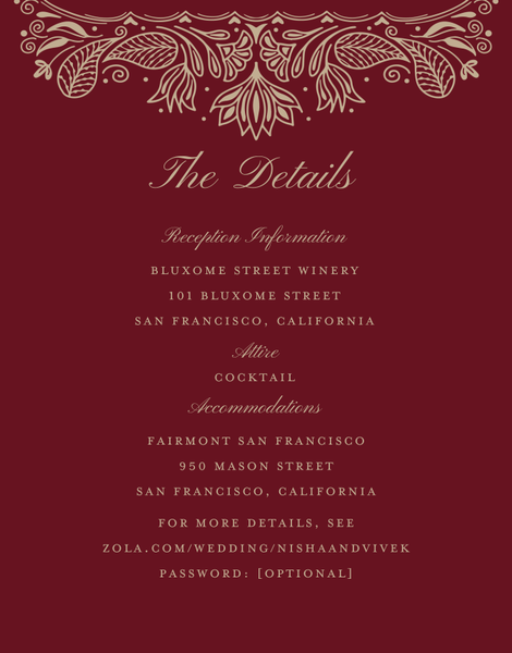 Taneja | Dark Burgundy | Zola Wedding Enclosure Cards