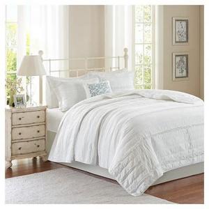 Alexis Ruffle Queen Quilted Coverlet Set - 4pc in WHITE