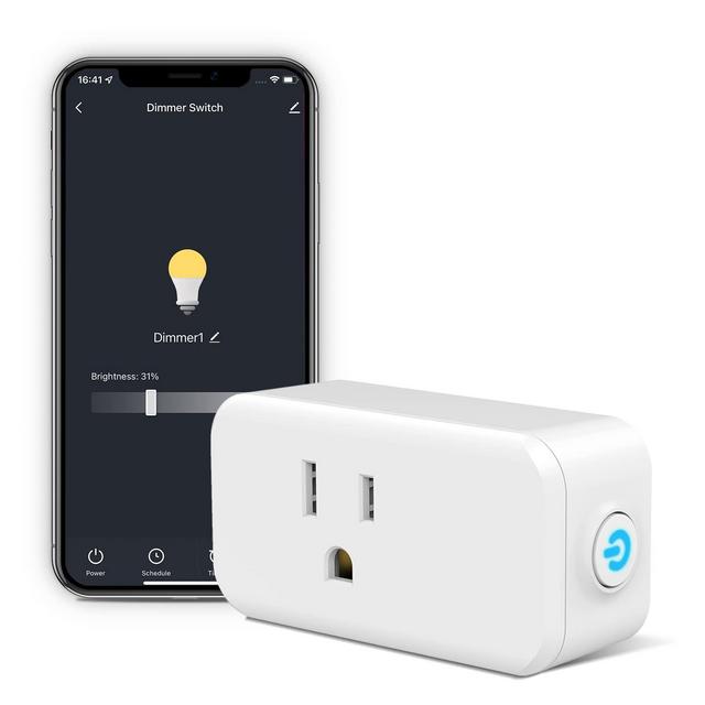 WiFi Smart Dimmer Plug Work with Alexa Google Home for Voice Control Mini Smart Outlet Socket with Timer Wireless Remote Control 300W 2.4GHz No Hub Required 1 Pack