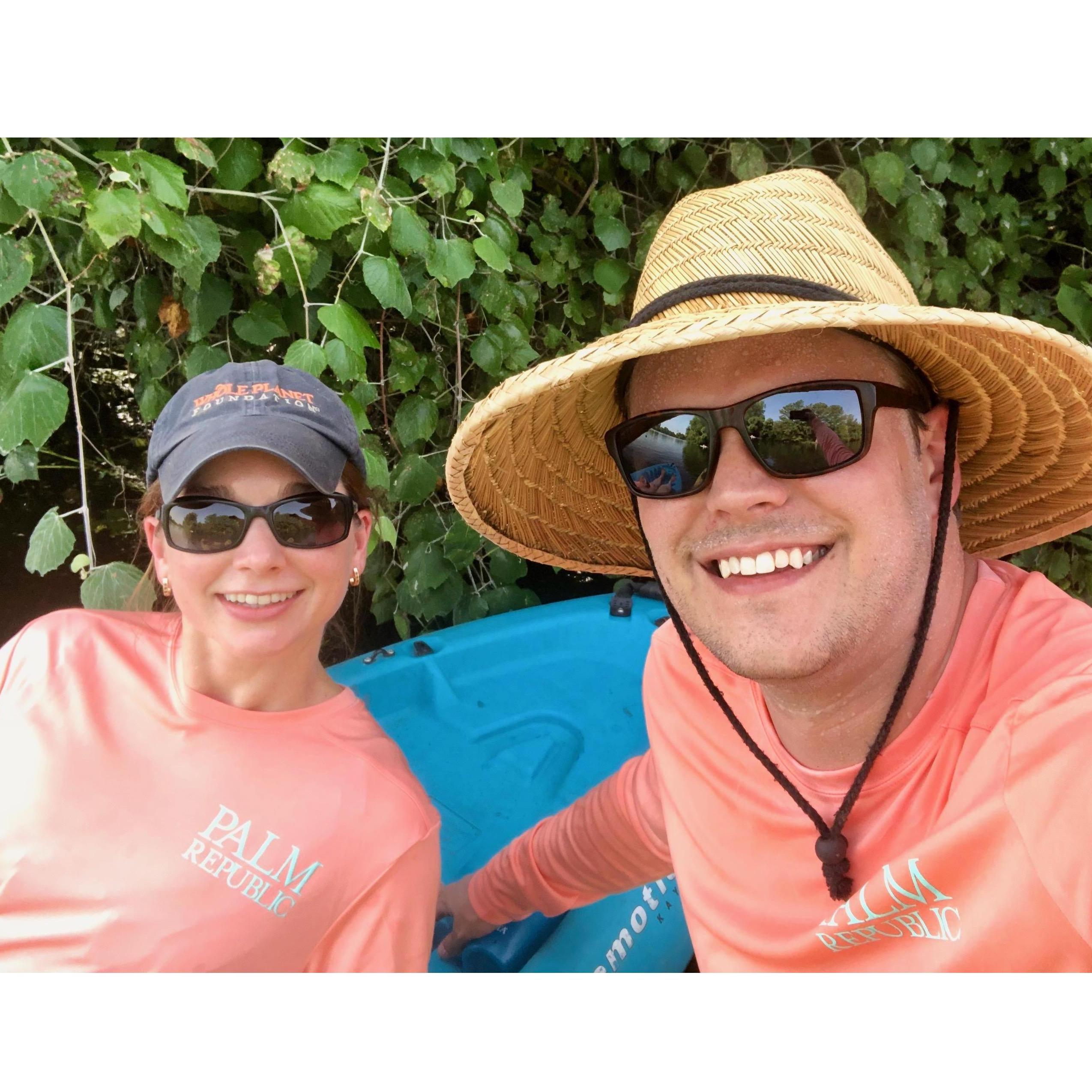 Hunter likes to match clothes.