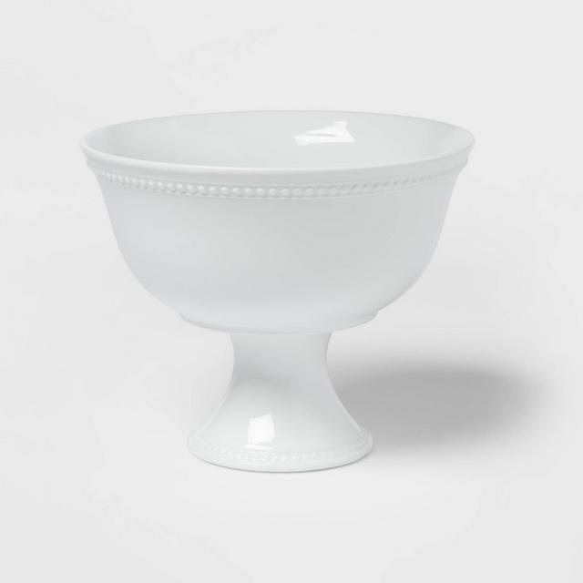 80oz Porcelain Beaded Footed Serving Bowl White - Threshold™
