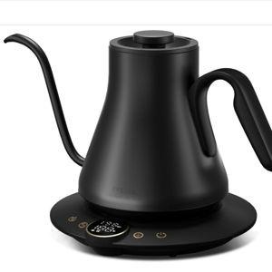 Gooseneck Electric Kettle with ±1℉ Temperature Control for Pour Over Coffee & Tea, Quick Heating, BPA-Free Stainless Steel, Built-in Brew Timer, 1500W/0.9L (Ebony Black)