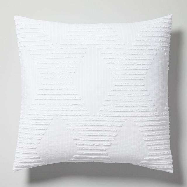 Organic Cotton Clipped Jacquard Diamond Euro Sham, Stone White
