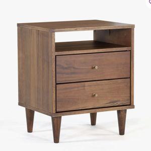 Mid Century Two-Drawer Nightstand - Brushed Walnut