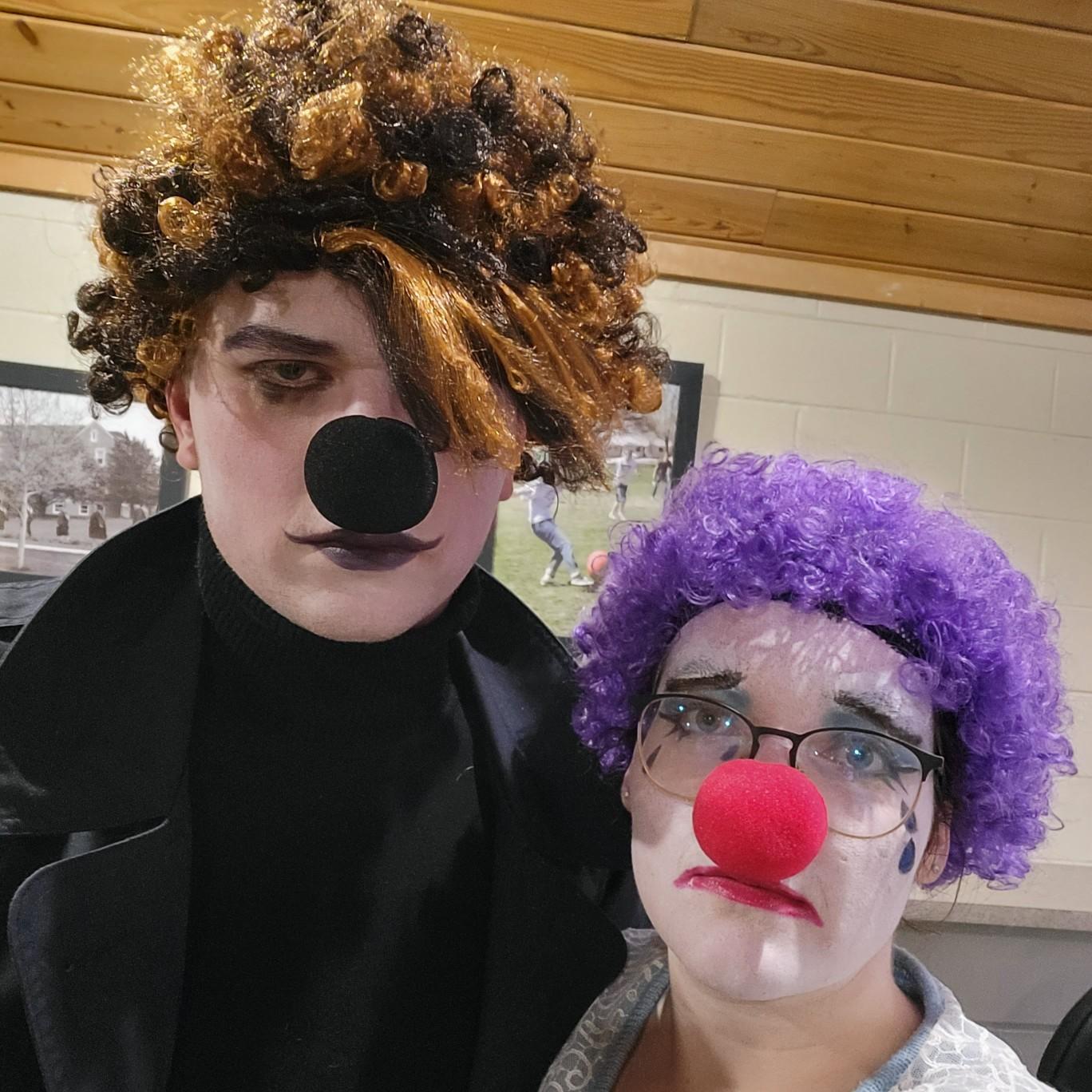 We were an iconic duo at Harvest Party as a sad clown and an emo clown.