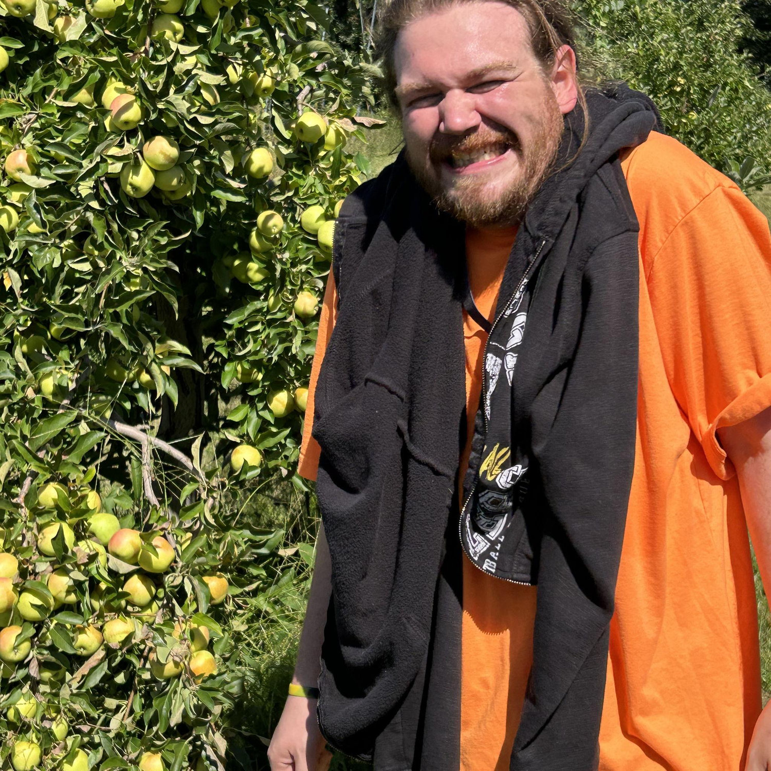 The face of a man who just threw an apple at me and is proud of himself