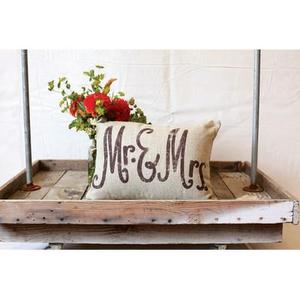 Creative Co-Op - Sayings Mr. & Mrs. Linen Lumbar Pillow