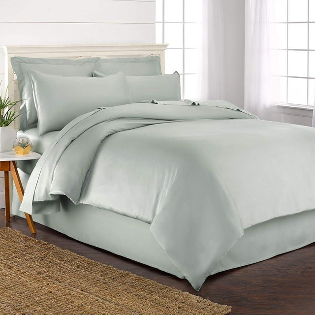 Queen Duvet Cover by Pure Bamboo, 3 Piece Set, Genuine 100% Organic Viscose Derived from Bamboo, Luxuriously Soft and Cooling, 2 Pillowcases (Queen, Sea Glass)