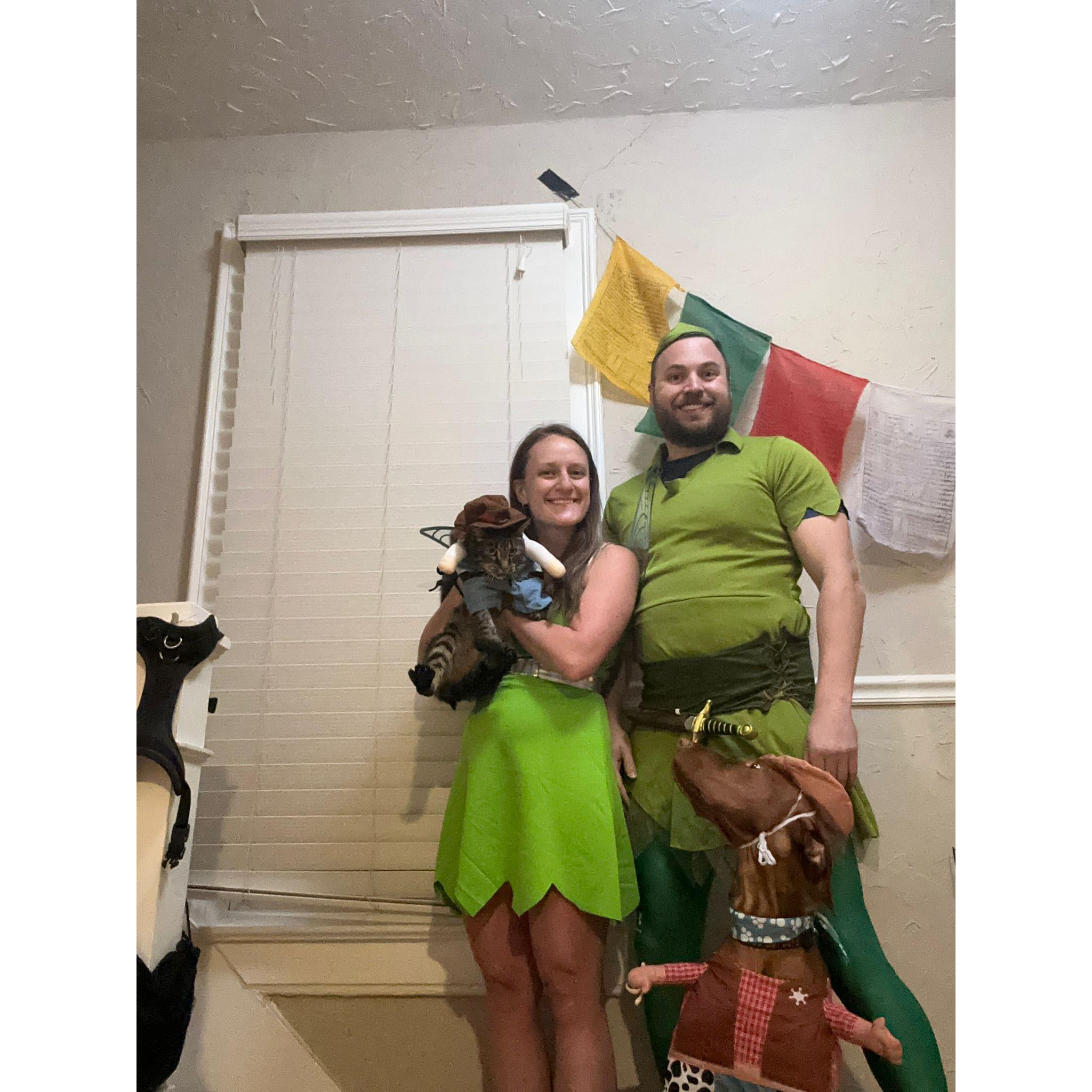 Our family all dressed up for our first Halloween together! Petey was a cowboy and Walnut was a sheriff