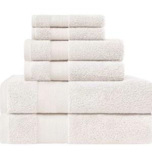 Ivory Luxury Cotton Heavyweight Solid Plush 6 Piece Towel Set