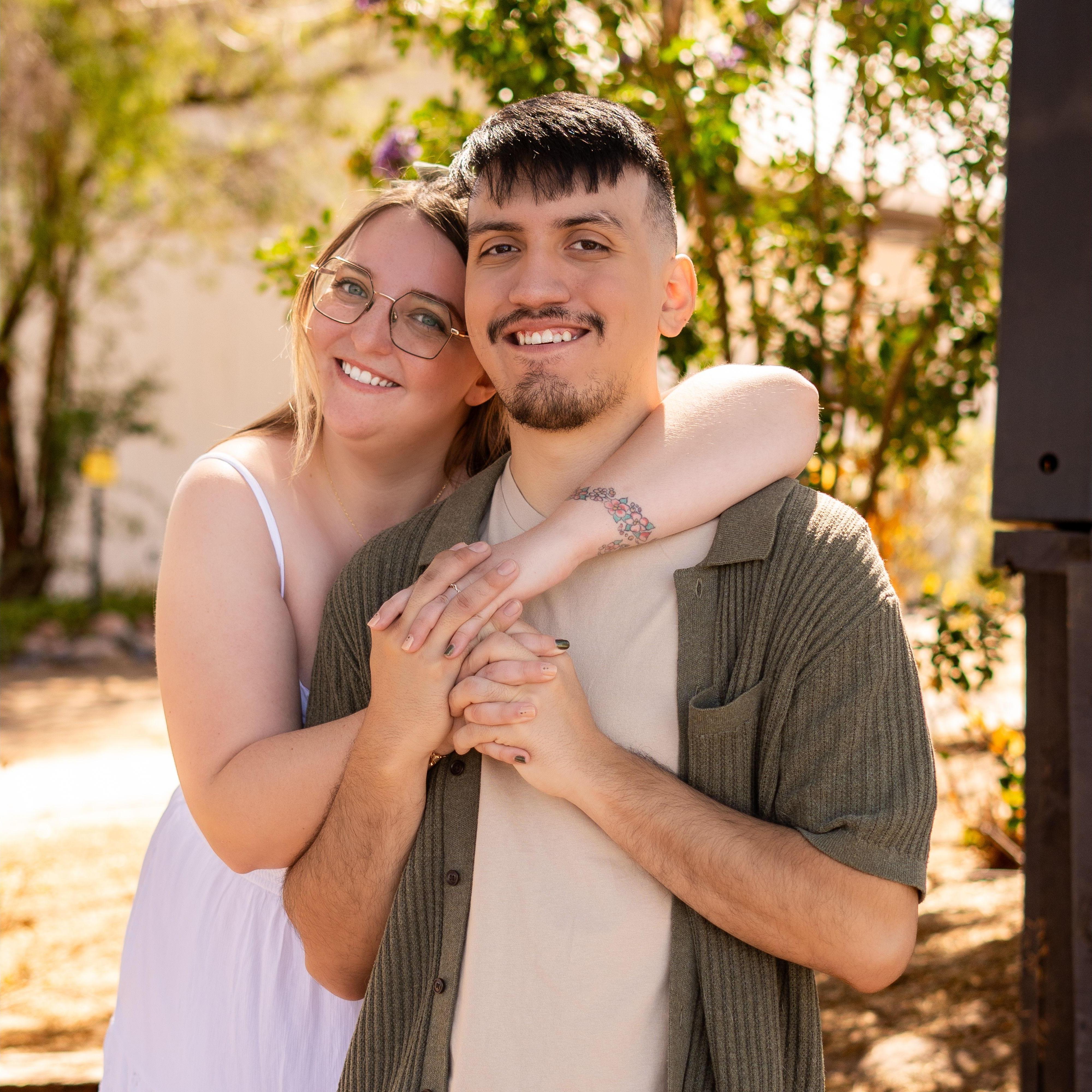 We're Engaged! I was so excited to finally get our official engagement photos done after nearly a year of planning and saving for our wedding! Our venue is beautiful and has so many photo ops! (Mar. 2024)