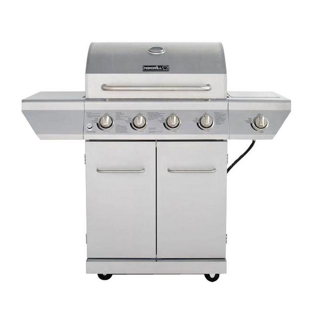 Nexgrill 4-Burner Propane Gas Grill in Stainless Steel with Side Burner and Stainless Steel Doors-720-0830H - The Home Depot