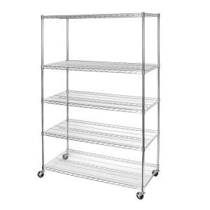 24 in. D x 48 in. W x 72 in. H 5-Tier Ultra Zinc NSF Steel Wire Storage Shelving Unit with Wheels