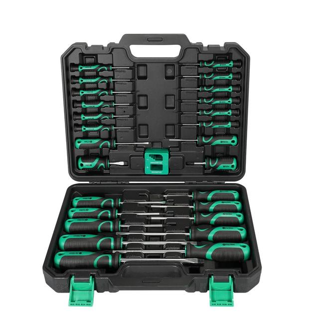 ENGiNDOT Magnetic Screwdriver Set with Storage Case and Magnetizer, 27 piece Bi-material Screwdriver, Including Slotted/Phillips/Torx/Precision Screwdriver for Household Repairs, Father's Day Gift