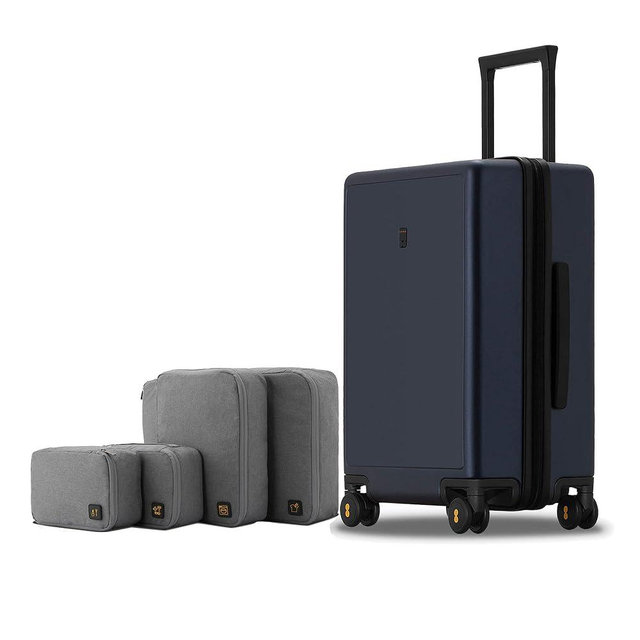 LEVEL8 Elegance Carry-on Suitcase, 20 Inch Carry on Luggage, Hardside Large Suitcases with Wheels, Tavel Bag with Tsa Lock, Navy Blue