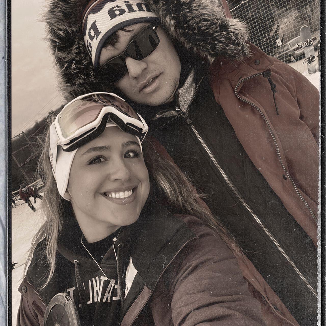We love snowboarding together!
