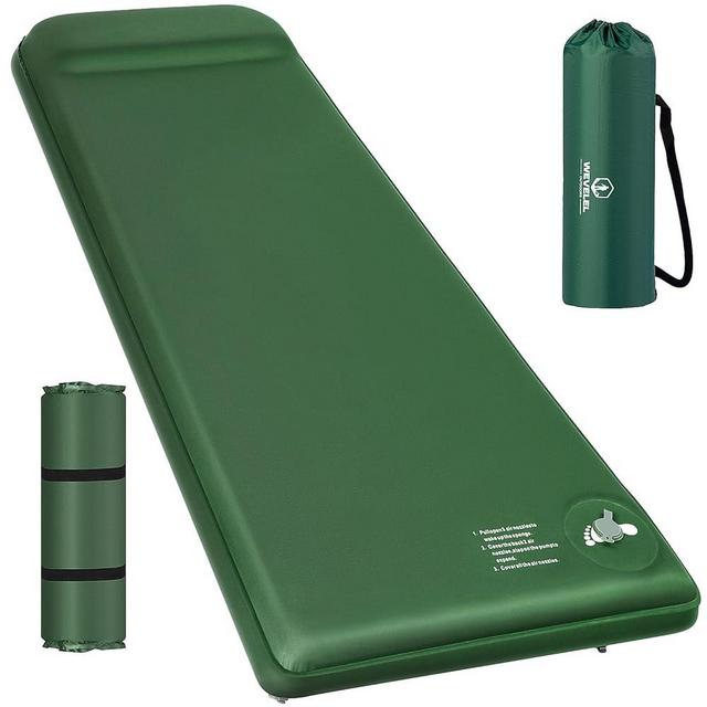 Wevelel Memory Sleeping Pad, 3.1" Ultra-Thick Foam Sleeping Mats for Camping, Easy Inflate&Deflate,9.5 R-Value Insulated Camping Mattress Pad with Pillow, for Car Travel Tent