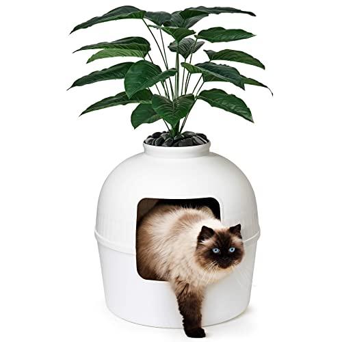 Bundle & Bliss Secret Litter Box - Premium Hidden Litter Box Enclosure, Perfect for Large Cats, Doubles as Cat Furniture or Covered Cat Litter Box Furniture, Best Enclosed Cat Box Furniture, White