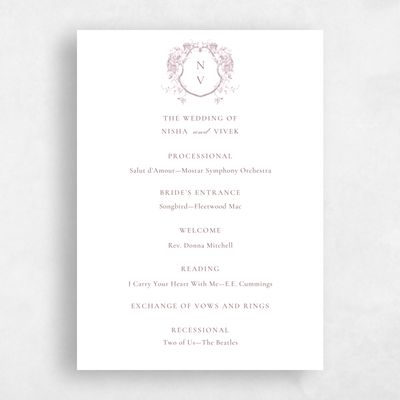 Dusty Rose, Pink Wedding Program - Hattaway