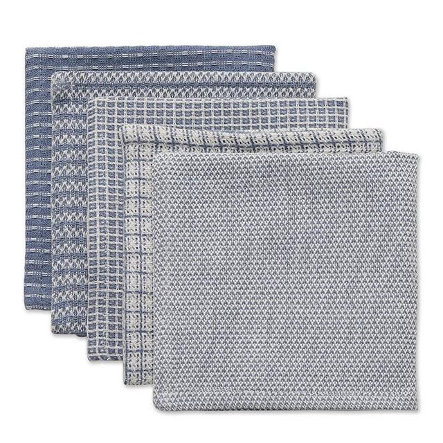 DII Everyday Kitchen Collection Assorted Dishcloth Set, 12x12, Stonewash Blue 5 Piece