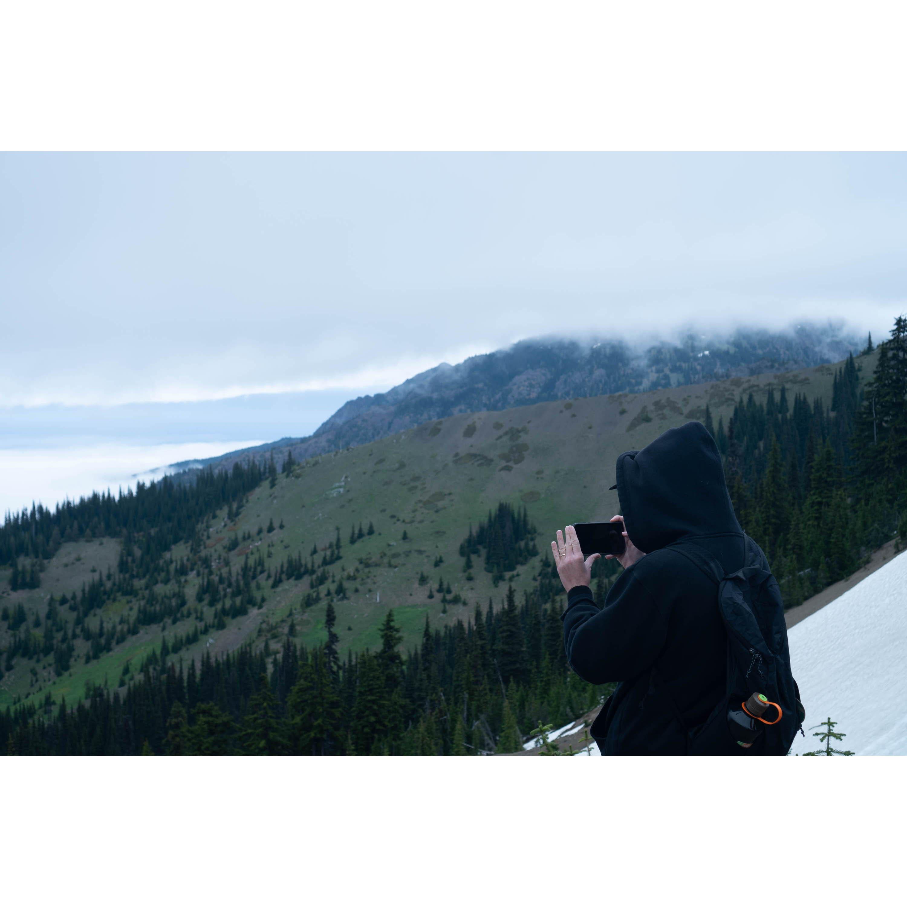 Rex snapping a pic on Hurricane Ridge