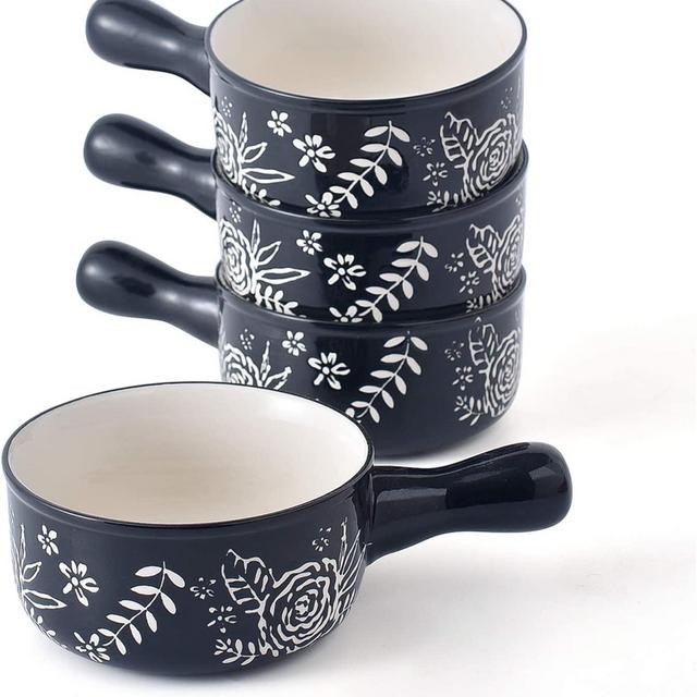 KINGSBULL HOME Soup Bowls with Handles - Light Black