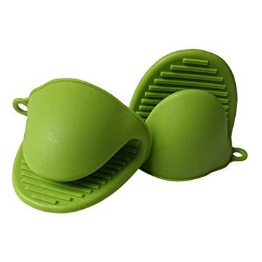 Axe Sickle Oven Mitts 2pcs Silicone Heat Insulation Silicone Oven Gloves Cooking Mitts Pinch Grips Kitchen Heat Resistant Gloves, (Green)