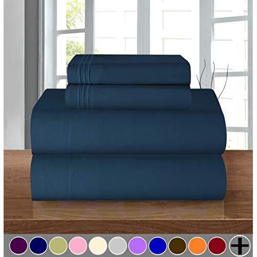 Elegant Comfort Luxury Soft 1500 Thread Count Egyptian Quality 4-Piece Sheet Wrinkle and Fade Resistant Bedding Set, Deep Pocket up to 16inch, California King, Navy Blue